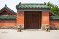 Asia, China, Beijing ditan park,Landscape architectureÃ¯Â¼ÅStone lionÃ¯Â¼Å gatehouse Royalty Free Stock Photo